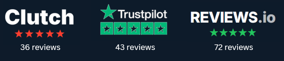 Rated 5 stars on Clutch, Trustpilot, and Reviews.io