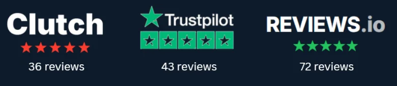 Rated 5 stars on Clutch, Trustpilot and Reviews.io